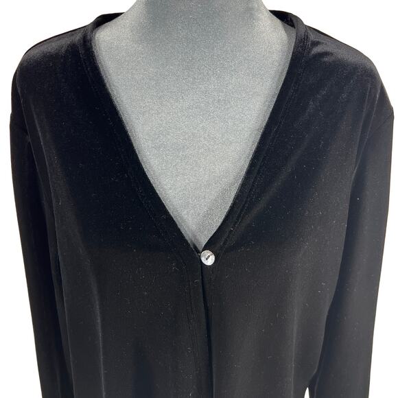 Vintage Black Velvet Whimsigoth Cardigan Sweater Sz Large 1 High Button Glam Emo - Picture 2 of 9